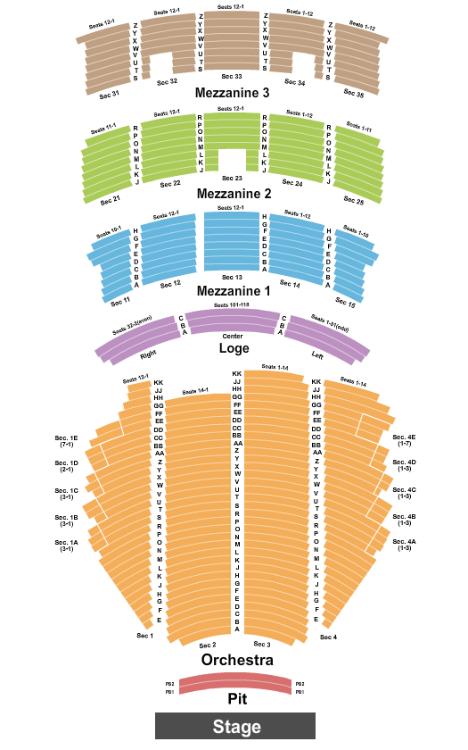 Paramount Theatre SIX Seating Chart